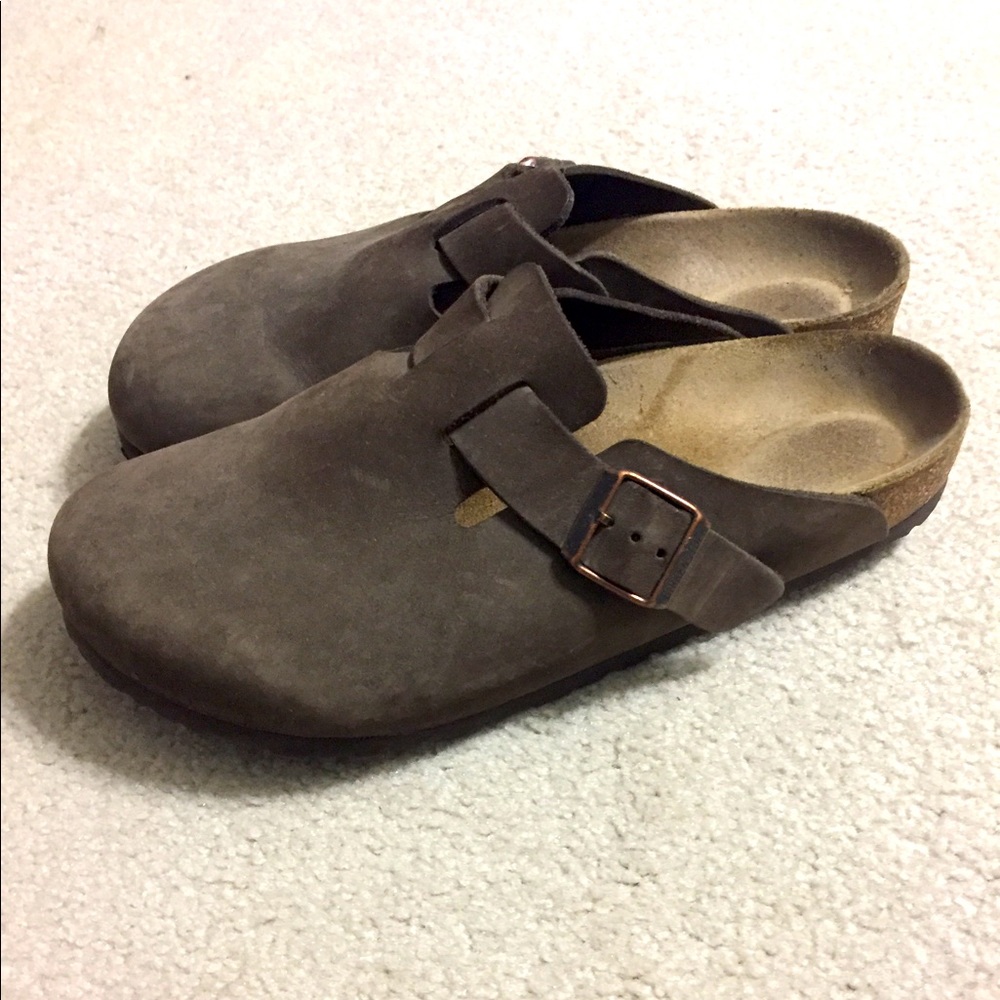 Suede Birkenstock clogs